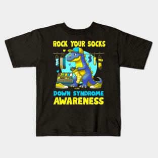 Dinosaurus ( Dino) Down Syndrome Awareness Rock Your Sock copy Kids T-Shirt